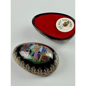 Tianex Porcelain Russian Egg Romeo & Juliet Music Trinket Box 4486A Black BV0612